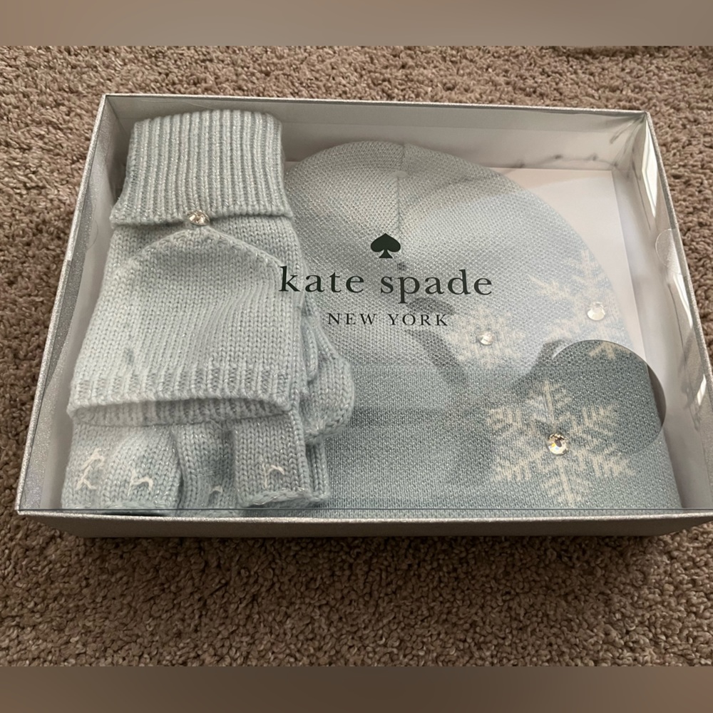 Kate Spade Snowflake Beanie and Glove Set